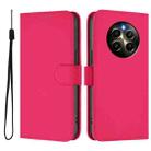 For Realme 12 Pro 5G Global Skin Feel Solid Color Leather Phone Case with Lanyard(Rose Red) - 2