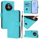 For Realme 12 Pro 5G Global Skin Feel Solid Color Leather Phone Case with Lanyard(Lake Blue) - 1