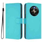 For Realme 12 Pro 5G Global Skin Feel Solid Color Leather Phone Case with Lanyard(Lake Blue) - 2