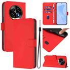 For Realme 13 Pro 5G / 13 Pro+ 5G Skin Feel Solid Color Leather Phone Case with Lanyard(Red) - 1