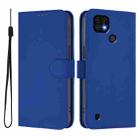 For Realme C20 / C11 2021 / C21 Skin Feel Solid Color Leather Phone Case with Lanyard(Dark Blue) - 2