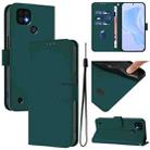 For Realme C20 / C11 2021 / C21 Skin Feel Solid Color Leather Phone Case with Lanyard(Dark Green) - 1