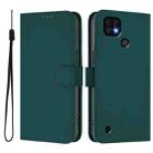 For Realme C20 / C11 2021 / C21 Skin Feel Solid Color Leather Phone Case with Lanyard(Dark Green) - 2