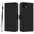 For Realme C20 / C11 2021 / C21 Skin Feel Solid Color Leather Phone Case with Lanyard(Black) - 2