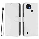 For Realme C20 / C11 2021 / C21 Skin Feel Solid Color Leather Phone Case with Lanyard(White) - 2