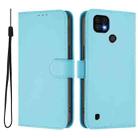 For Realme C20 / C11 2021 / C21 Skin Feel Solid Color Leather Phone Case with Lanyard(Sky Blue) - 2