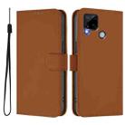 For Realme C25 / C15 / C12 / C25s Skin Feel Solid Color Leather Phone Case with Lanyard(Brown) - 2