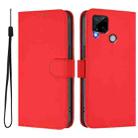 For Realme C25 / C15 / C12 / C25s Skin Feel Solid Color Leather Phone Case with Lanyard(Red) - 2