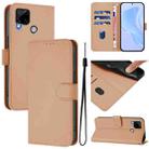 For Realme C25 / C15 / C12 / C25s Skin Feel Solid Color Leather Phone Case with Lanyard(Nude) - 1