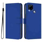 For Realme C25 / C15 / C12 / C25s Skin Feel Solid Color Leather Phone Case with Lanyard(Dark Blue) - 2