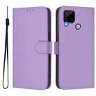 For Realme C25 / C15 / C12 / C25s Skin Feel Solid Color Leather Phone Case with Lanyard(Lavender Purple) - 2