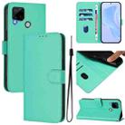 For Realme C25 / C15 / C12 / C25s Skin Feel Solid Color Leather Phone Case with Lanyard(Green) - 1