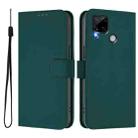 For Realme C25 / C15 / C12 / C25s Skin Feel Solid Color Leather Phone Case with Lanyard(Dark Green) - 2