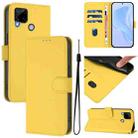 For Realme C25 / C15 / C12 / C25s Skin Feel Solid Color Leather Phone Case with Lanyard(Lemon Yellow) - 1