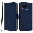 For Realme C25 / C15 / C12 / C25s Skin Feel Solid Color Leather Phone Case with Lanyard(Navy Blue) - 2