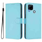 For Realme C25 / C15 / C12 / C25s Skin Feel Solid Color Leather Phone Case with Lanyard(Sky Blue) - 2