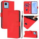 For Realme C30 4G / C30s Skin Feel Solid Color Leather Phone Case with Lanyard(Red) - 1