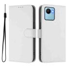 For Realme C30 4G / C30s Skin Feel Solid Color Leather Phone Case with Lanyard(White) - 2