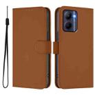 For Realme C33 Global Skin Feel Solid Color Leather Phone Case with Lanyard(Brown) - 2