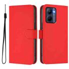 For Realme C33 Global Skin Feel Solid Color Leather Phone Case with Lanyard(Red) - 2