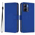 For Realme C33 Global Skin Feel Solid Color Leather Phone Case with Lanyard(Dark Blue) - 2