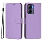 For Realme C33 Global Skin Feel Solid Color Leather Phone Case with Lanyard(Lavender Purple) - 2