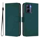 For Realme C33 Global Skin Feel Solid Color Leather Phone Case with Lanyard(Dark Green) - 2