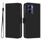 For Realme C33 Global Skin Feel Solid Color Leather Phone Case with Lanyard(Black) - 2