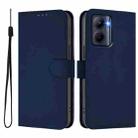 For Realme C33 Global Skin Feel Solid Color Leather Phone Case with Lanyard(Navy Blue) - 2