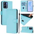 For Realme C33 Global Skin Feel Solid Color Leather Phone Case with Lanyard(Sky Blue) - 1