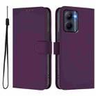 For Realme C33 Global Skin Feel Solid Color Leather Phone Case with Lanyard(Violet) - 2