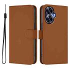 For Realme C55 4G Global Skin Feel Solid Color Leather Phone Case with Lanyard(Brown) - 2