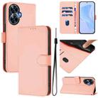 For Realme C55 4G Global Skin Feel Solid Color Leather Phone Case with Lanyard(Pink) - 1