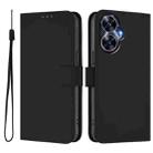 For Realme C55 4G Global Skin Feel Solid Color Leather Phone Case with Lanyard(Black) - 2