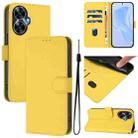 For Realme C55 4G Global Skin Feel Solid Color Leather Phone Case with Lanyard(Lemon Yellow) - 1