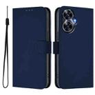 For Realme C55 4G Global Skin Feel Solid Color Leather Phone Case with Lanyard(Navy Blue) - 2