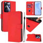For Realme C63 Global Skin Feel Solid Color Leather Phone Case with Lanyard(Red) - 1