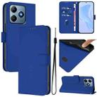 For Realme C63 Global Skin Feel Solid Color Leather Phone Case with Lanyard(Dark Blue) - 1