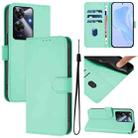 For Realme C63 Global Skin Feel Solid Color Leather Phone Case with Lanyard(Mint Green) - 1