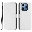 For Realme C63 Global Skin Feel Solid Color Leather Phone Case with Lanyard(White) - 2