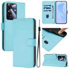 For Realme C63 Global Skin Feel Solid Color Leather Phone Case with Lanyard(Sky Blue) - 1