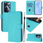 For Realme C63 Global Skin Feel Solid Color Leather Phone Case with Lanyard(Lake Blue) - 1