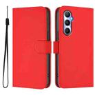 For Realme C65 4G Global Skin Feel Solid Color Leather Phone Case with Lanyard(Red) - 2