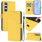 For Realme C65 4G Global Skin Feel Solid Color Leather Phone Case with Lanyard(Lemon Yellow) - 1