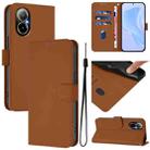 For Realme C67 4G Global Skin Feel Solid Color Leather Phone Case with Lanyard(Brown) - 1