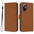 For Realme C67 4G Global Skin Feel Solid Color Leather Phone Case with Lanyard(Brown) - 2