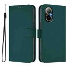 For Realme C67 4G Global Skin Feel Solid Color Leather Phone Case with Lanyard(Dark Green) - 2