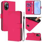 For Realme C67 4G Global Skin Feel Solid Color Leather Phone Case with Lanyard(Rose Red) - 1