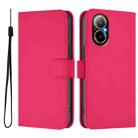 For Realme C67 4G Global Skin Feel Solid Color Leather Phone Case with Lanyard(Rose Red) - 2