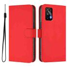 For Realme GT 5G / GT Neo 5G Skin Feel Solid Color Leather Phone Case with Lanyard(Red) - 2